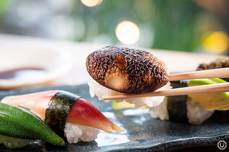 Shiitake sushi from SUSHI Gonpachi's Vegan Sushi selection