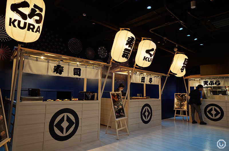 Photo of food stalls at Kura Sushi in Ginza
