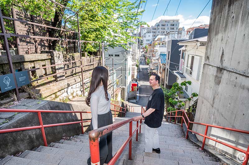 The Otokozaka stairs at Suga Shrine known from Your Name