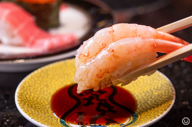 Sweet shrimp at Kanazawa Maimon Sushi in Shibuya