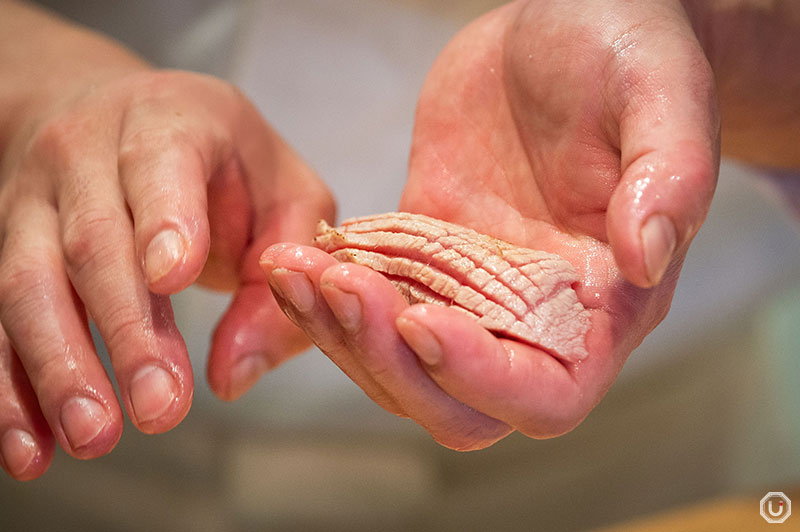 Seared fatty tuna at Kaiten Sushi Ginza Onodera MUSUKO SHIBUYA