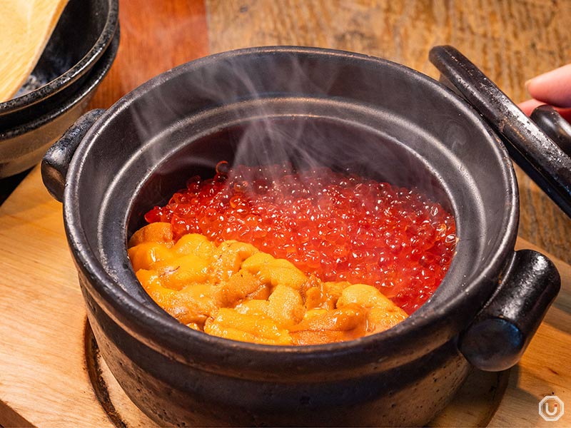 UNI and salmon roe cooked rice at UNIHOLIC in Roppongi