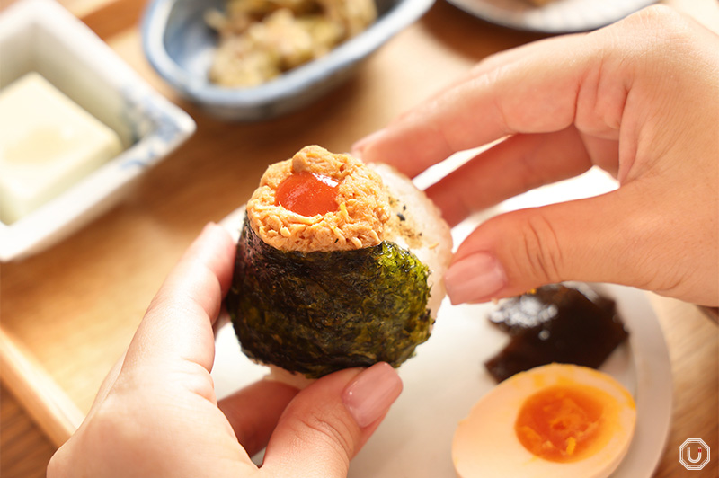 Spicy tuna onigiri rice balls at MISOJYU in Asakusa