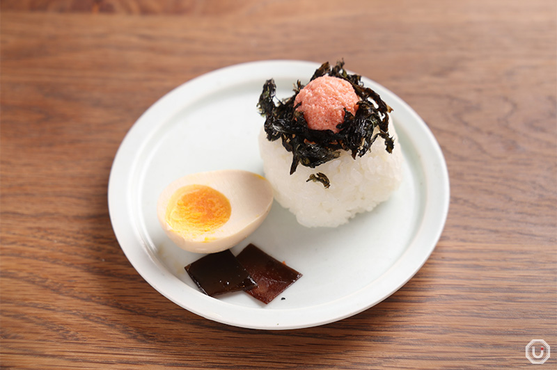 Spicy cod roe & Cream cheese onigiri rice balls at MISOJYU in Asakusa