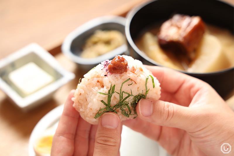 Pickled plum onigiri rice balls at MISOJYU in Asakusa