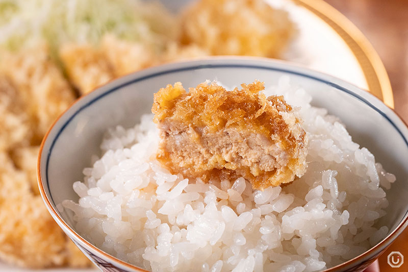 Set meal with rice, pickles, and miso soup at Ponta Honke in Ueno