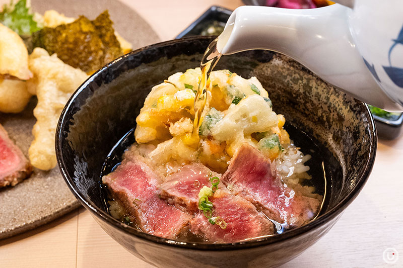 Halal tempura wagyu rice bowl at Tempura Asakusa SAKURA