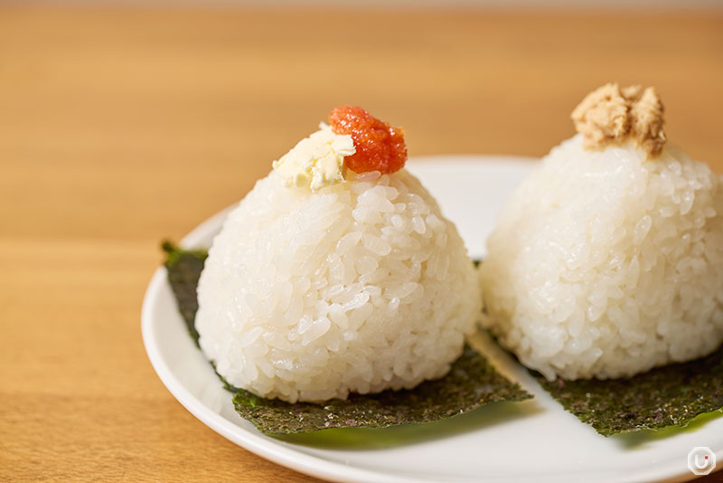 Seasoned Cod & Cream and Tuna rice balls at Onigily Cafe in Nakameguro