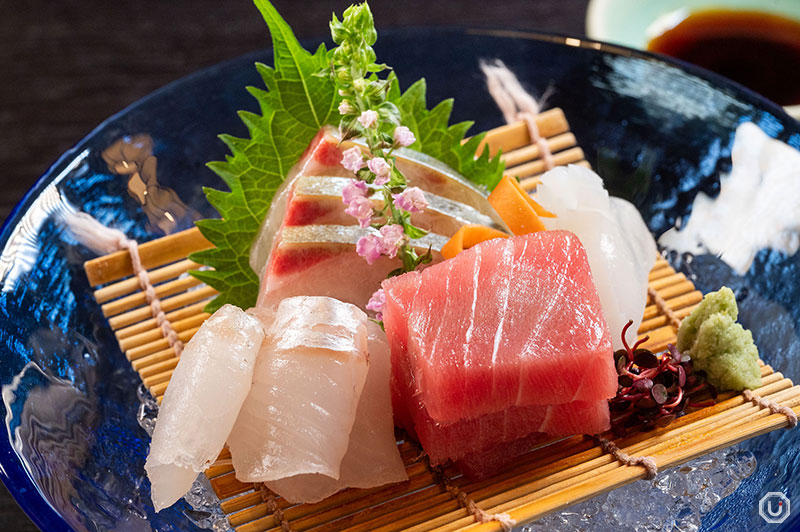 Sashimi in Kuroge Wagyu Sukiyaki Kaiseki at Kioichō Kichiza