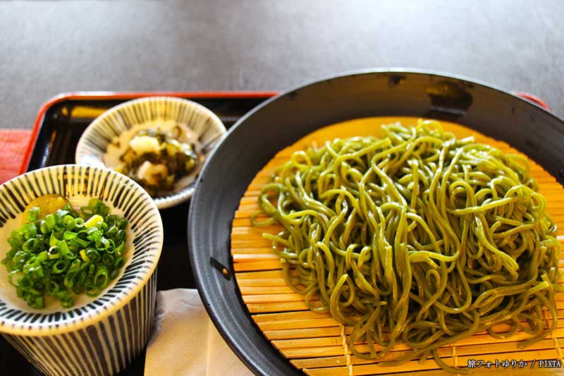 Uji matcha soba noodle in Kyoto