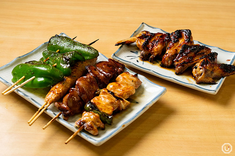 Yakitori assortment at Toritake