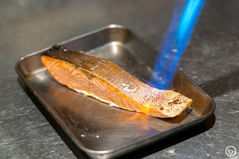 Torching the salmon 