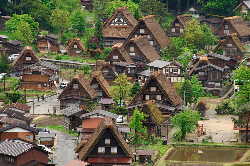 Shirakawa Village featuring wooden structures