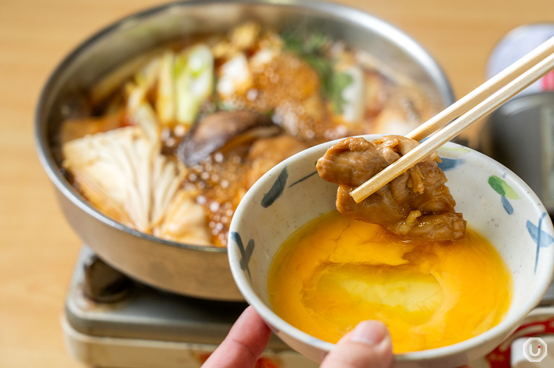 Chicken sukiyaki at yakitori restaurant Toritake in Shibuya