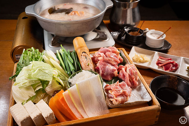 Chicken hot pot at Hakata Jidori Fukuei Kumiai Shibuya.