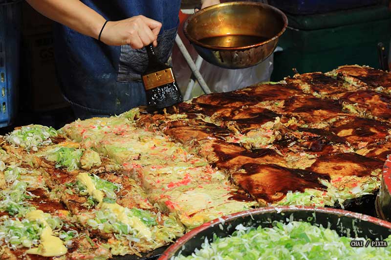 okonomiyaki at a Japanese summer festival