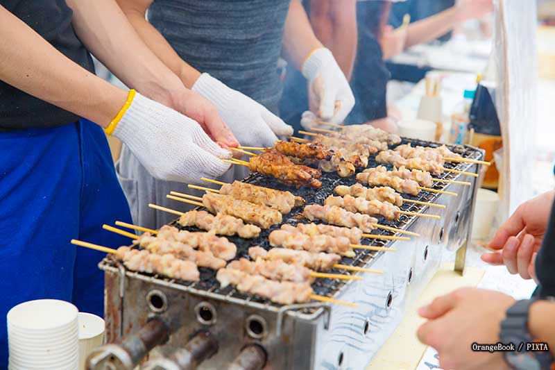 yakitori at a Japanese summer festival