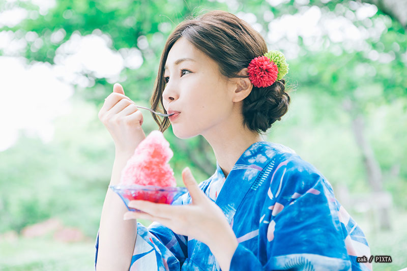 kakigori shaved ice at a Japanese summer festival