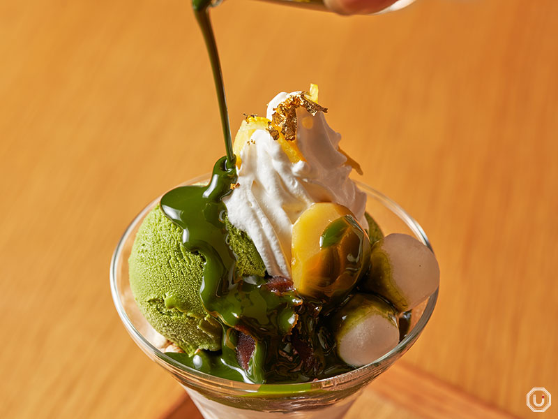 Detailed layers of the Uji Matcha Parfait at Ochobohan