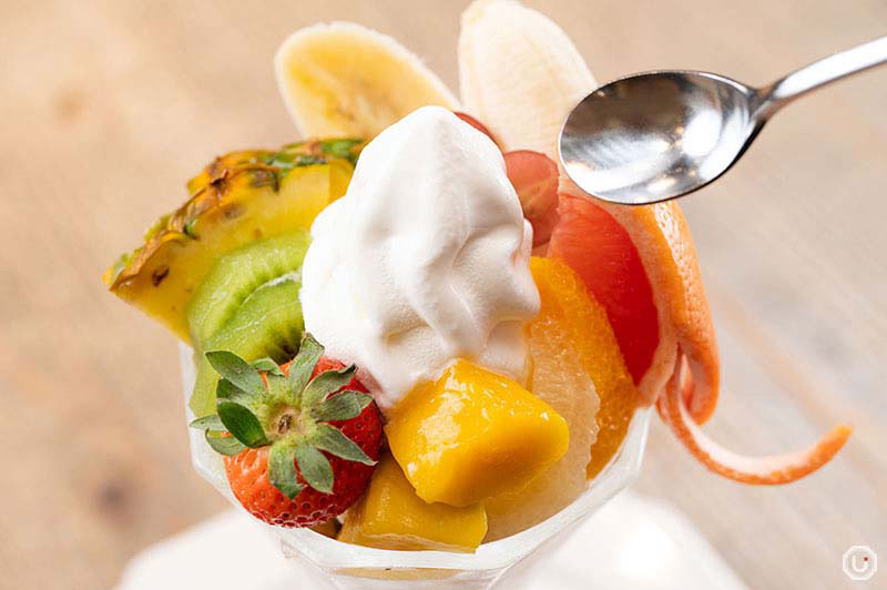 Fruit Mix Parfait close-up at Futaba Fruits Parlor