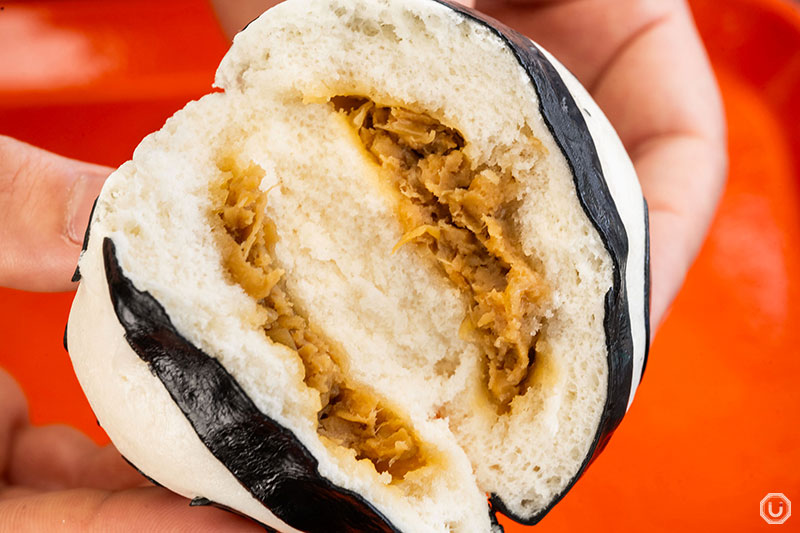 Giant panda-shaped steamed pork bun at Ueno Zoo