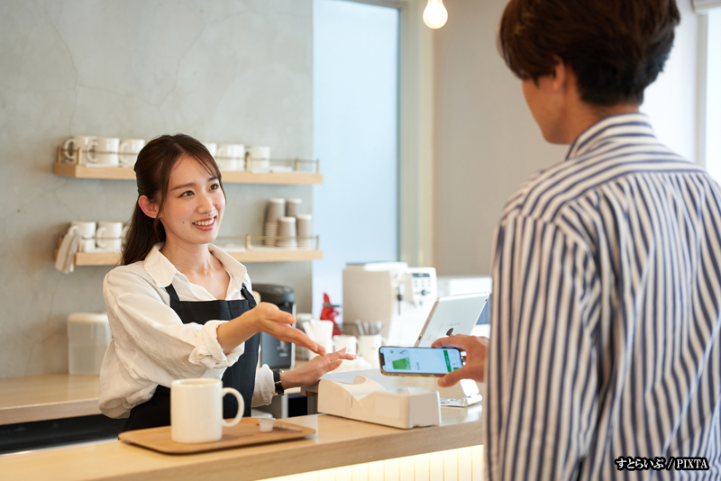 Paying for a meal with a Suica in Japan