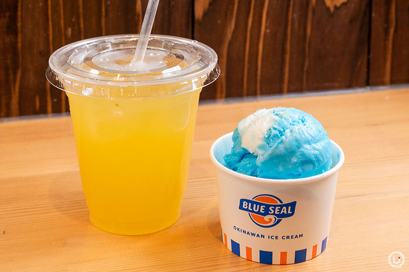 juice and ice cream at Ginza Washita Shop