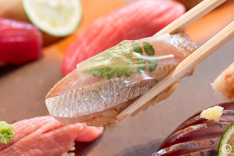 Kasugo sushi from the Seasonal Omakase Nigiri Course: Tsuki