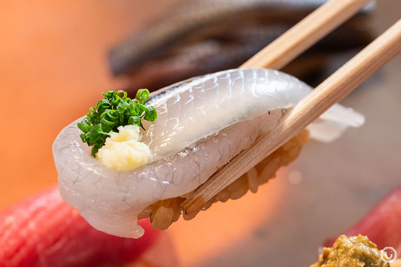 Sayori sushi from the Seasonal Omakase Nigiri Course: Tsuki