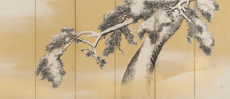 Pine Trees in the Snow at Mitsui Memorial Museum