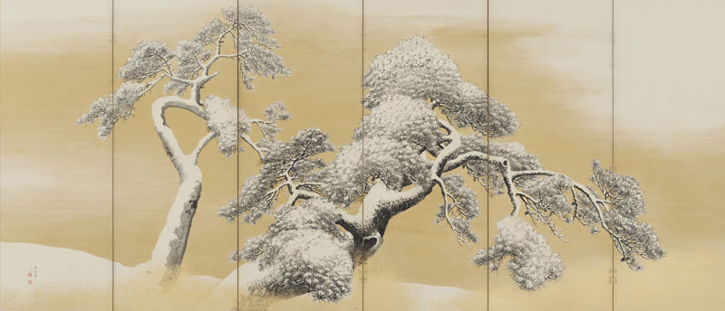 Pine Trees in the Snow at Mitsui Memorial Museum
