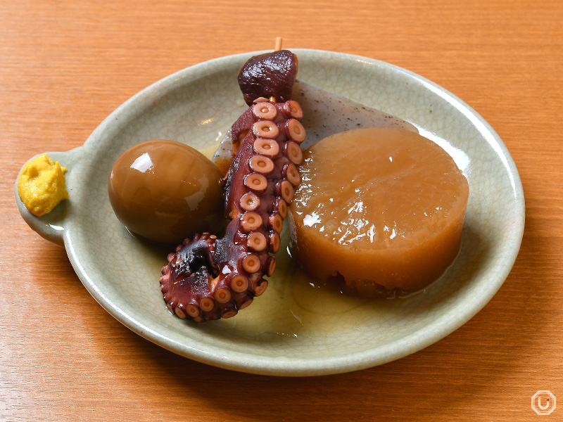 eggs, octopus legs, daikon radish