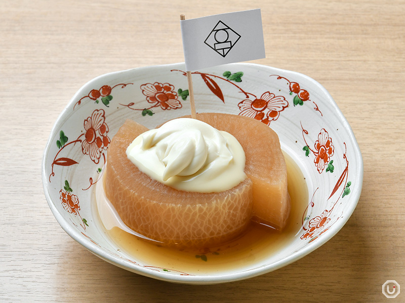 Daikon oden with blue cheese