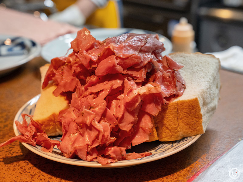 Pastrami beef sandwich at Kissa American in Ginza