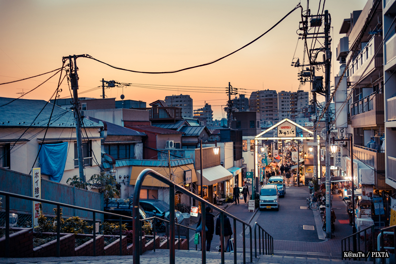 Yanaka Ginza at dusk
