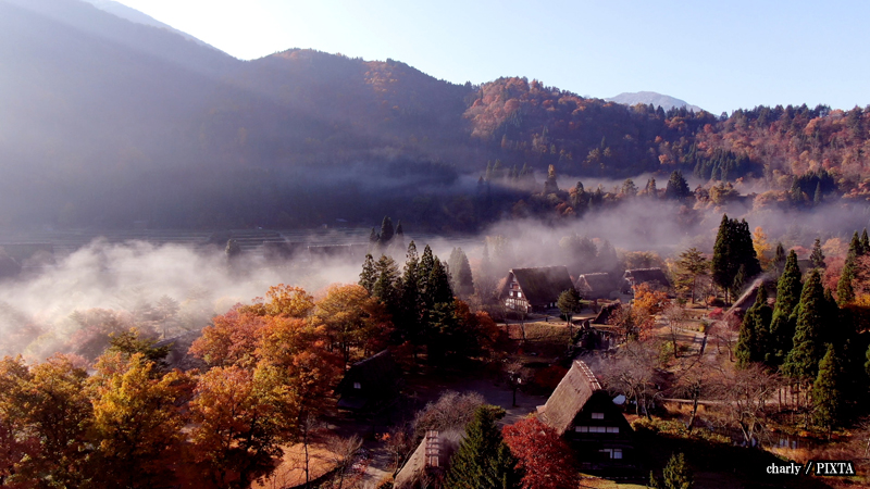 morning mist in Shirakwago