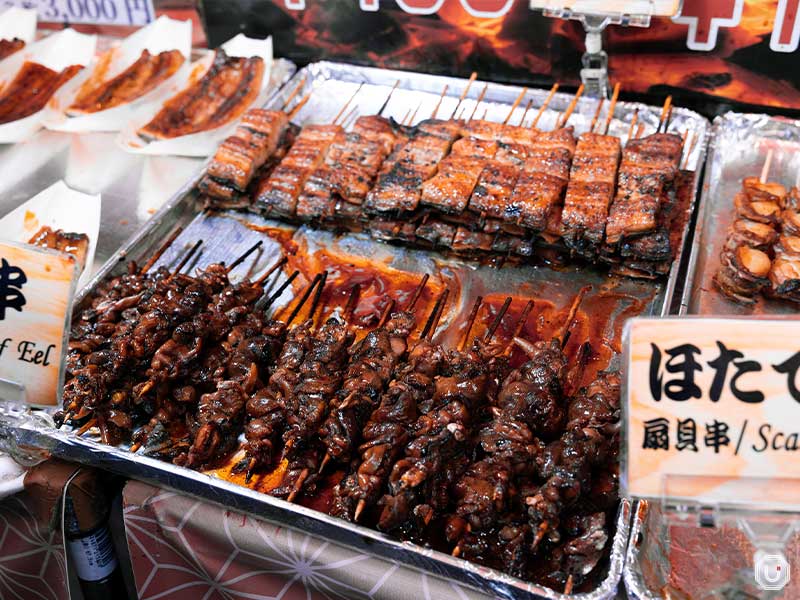 skewers at Tsukiji Unagi Shokudou