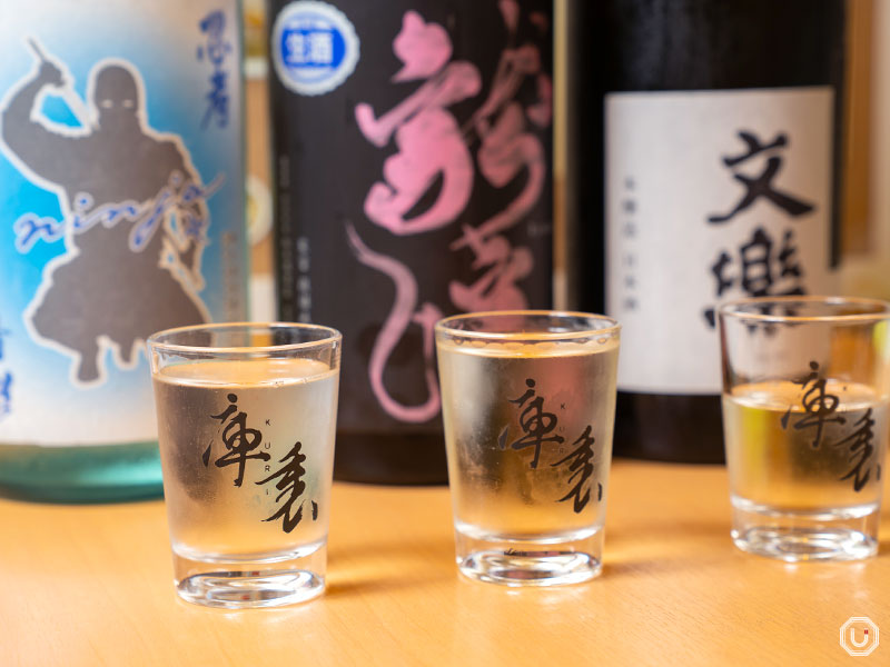 Omakase sake set at Tachinomi Kuri in Shimbashi