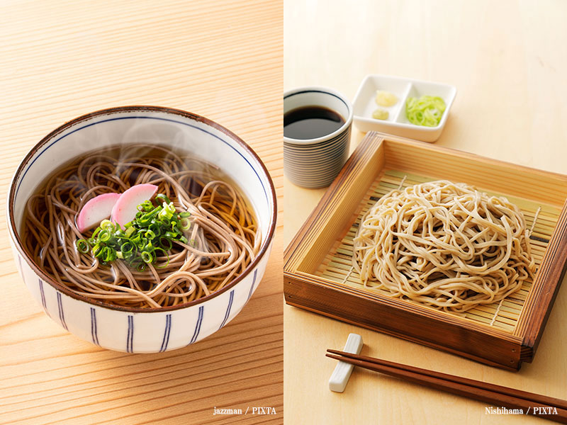 hot kake soba and cold seiro soba
