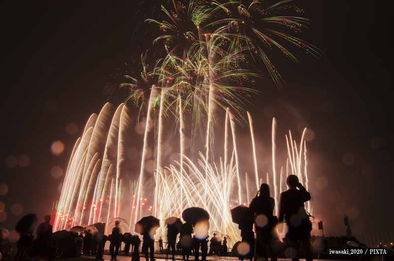 fireworks at a Japanese festival
