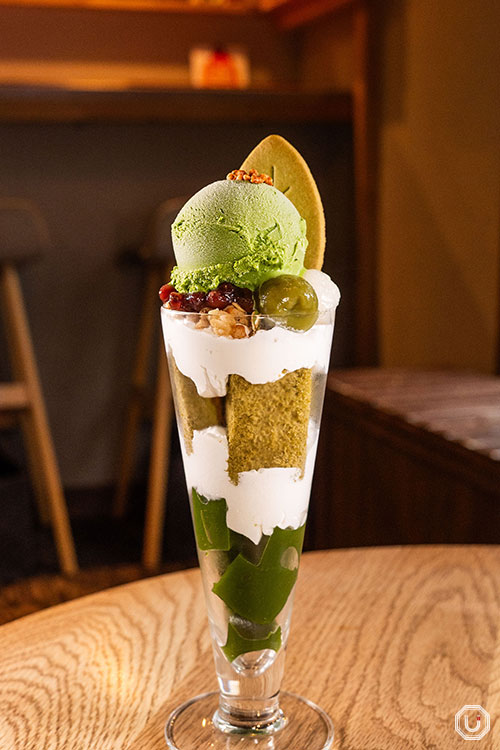 Matcha parfait at Ujien Urasando Garden