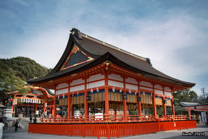main worship hall of Fushimi Inari Taisha Shrine in Kyoto