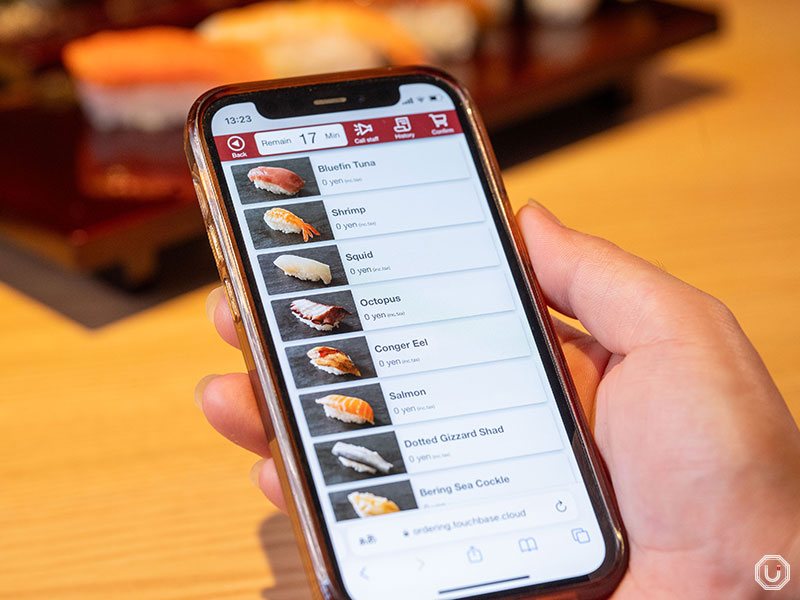 Mobile ordering at Shabu-shabu Sushi Hachiyama