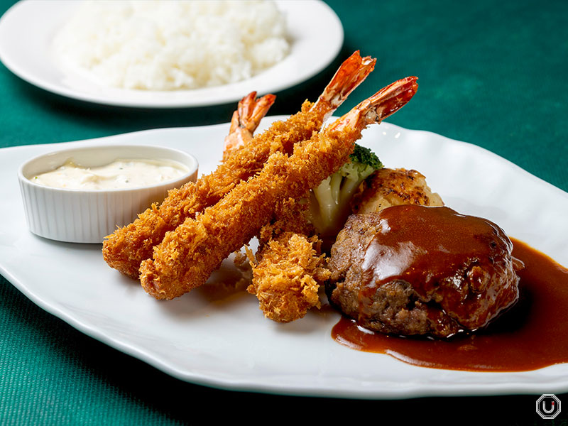 One Plate Mix (Hamburger Steak & Fried Shrimp)