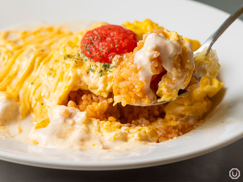 Seasoned cod roe potato mayonnaise cream rice omelet