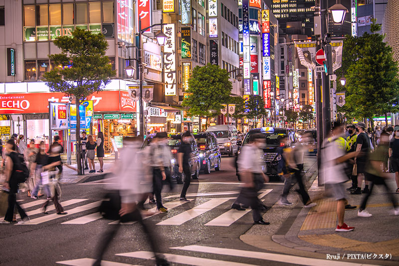 Shimbashi at night