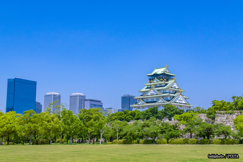 Nishinomaru Garden in Osaka Castle Park in summer