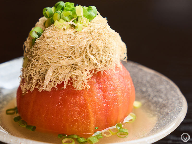 Chilled Tomato Oden with Shredded Kelp