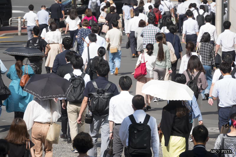crowd of commuters in Tokyo