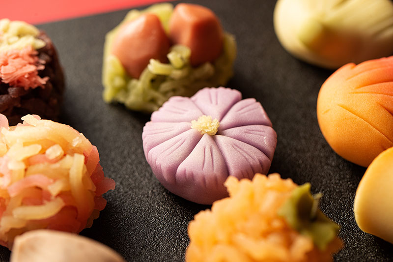 Assorted wagashi display